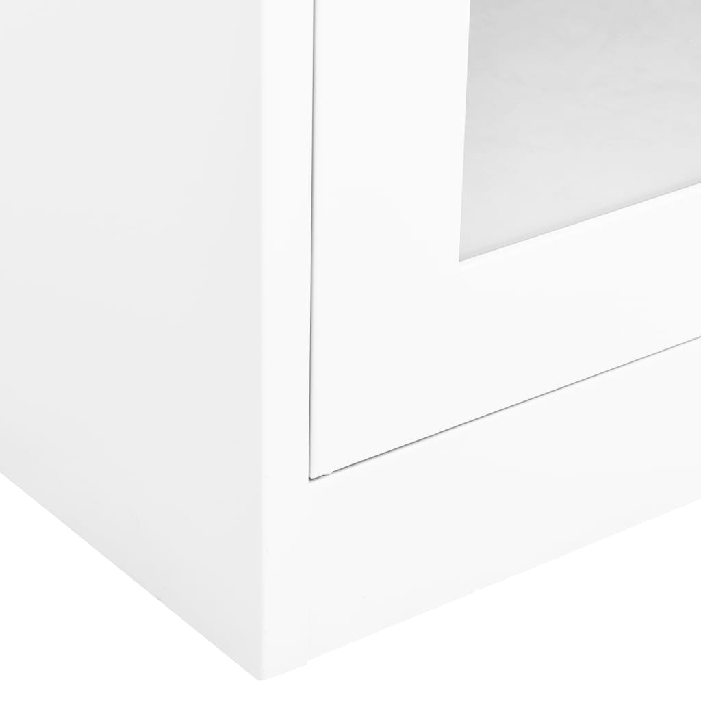 vidaXL Biuro spintelė, balta, 90x40x180cm, plienas/grūdintas stiklas