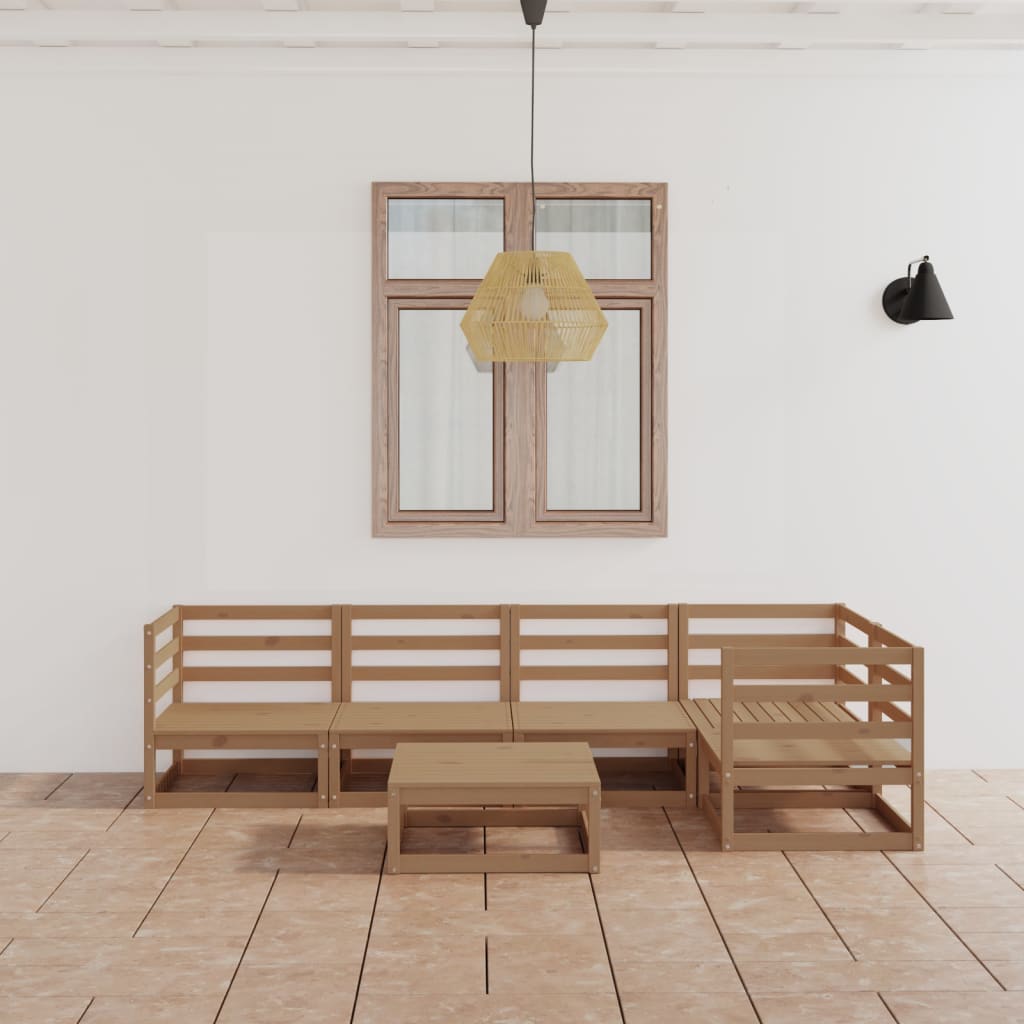 vidaXL Sodo poilsio baldų komplektas, 6 dalių, medaus rudas, pušis