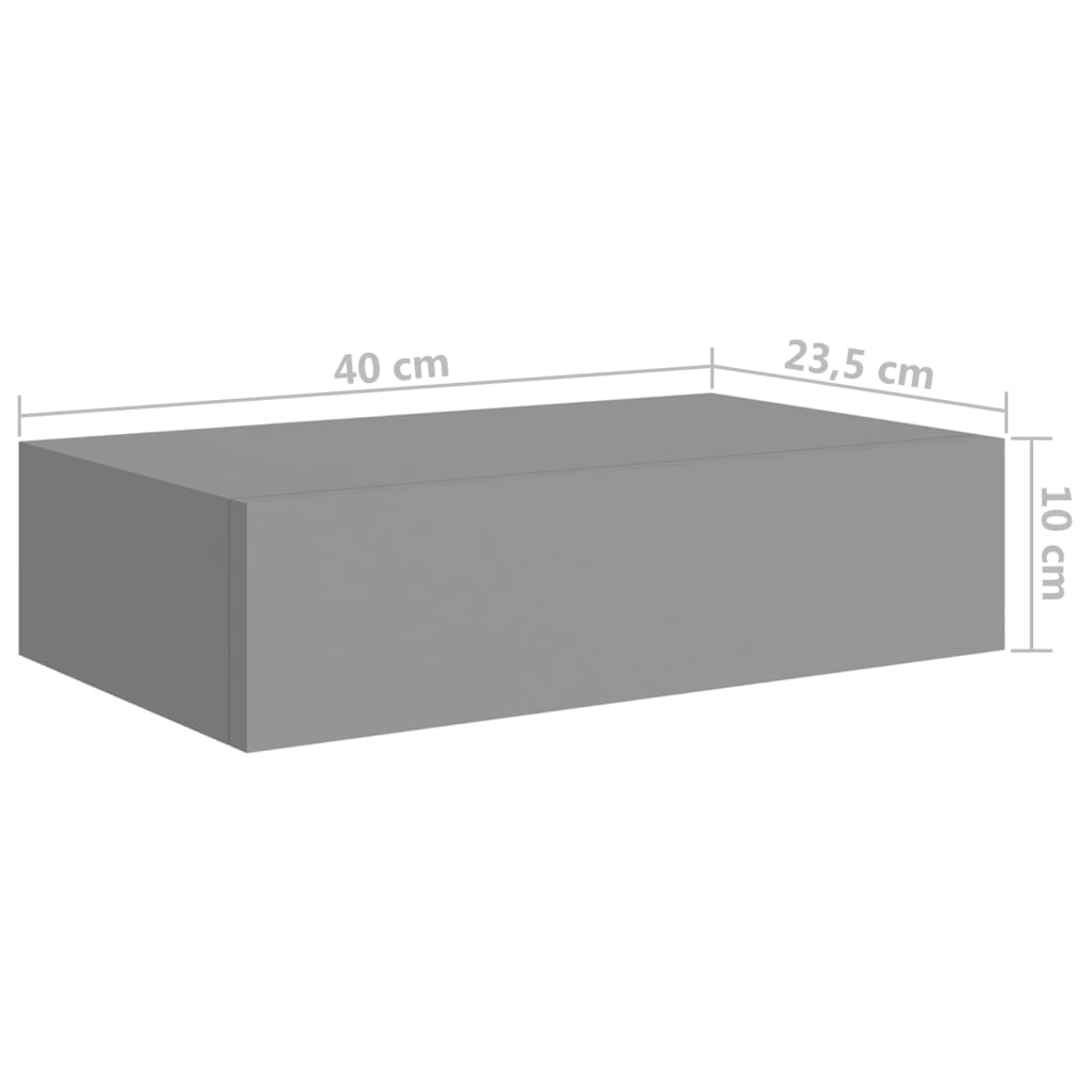 vidaXL Lentynos su stalčiais, 2vnt., pilkos, 40x23,5x10cm, MDF