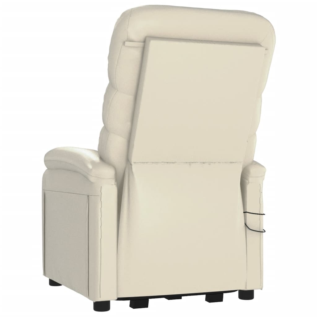 vidaXL Atsistojantis masažinis krėslas, kreminės spalvos, dirbtinė oda