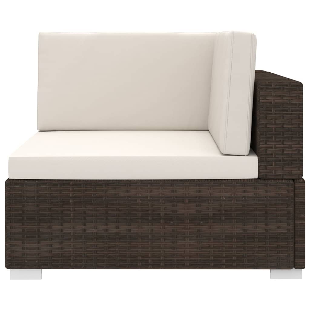 vidaXL Sekcinis krėslas su pagalvėle, 1vnt., rudas, poliratanas