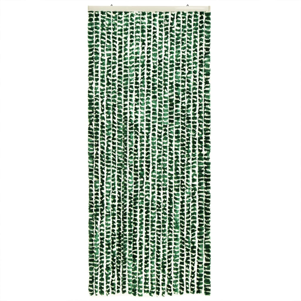 vidaXL Užuolaida nuo musių, žalia ir balta, 100x200cm, šenilis