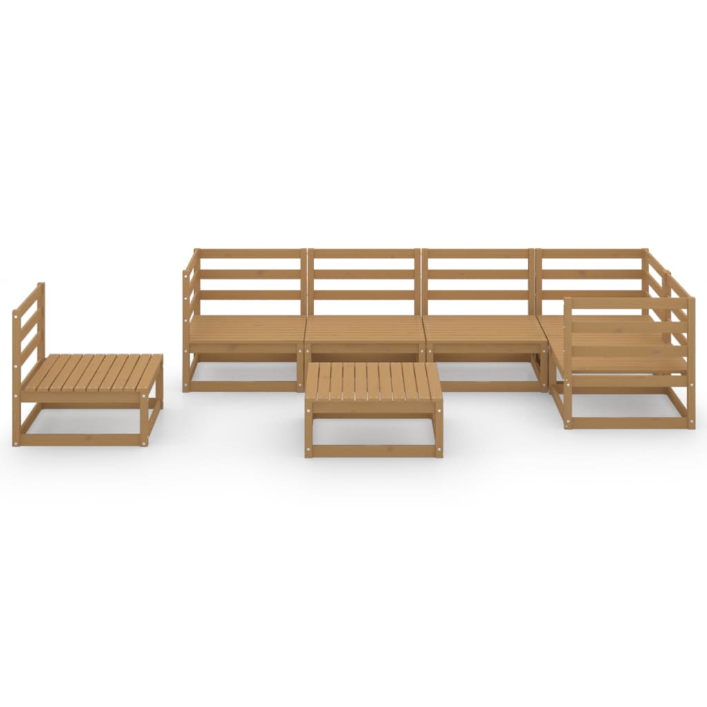 vidaXL Sodo poilsio baldų komplektas, 7 dalių, medaus rudas, pušis