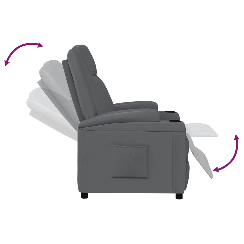 vidaXL Atlošiamas krėslas, antracito spalvos, dirbtinė oda