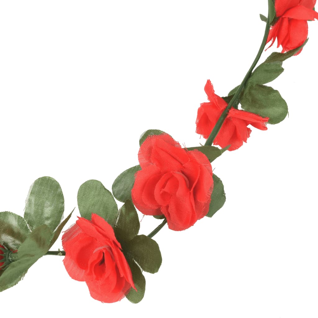vidaXL Dirbtinių gėlių girliandos, 6vnt., pavasario raudonos, 250cm