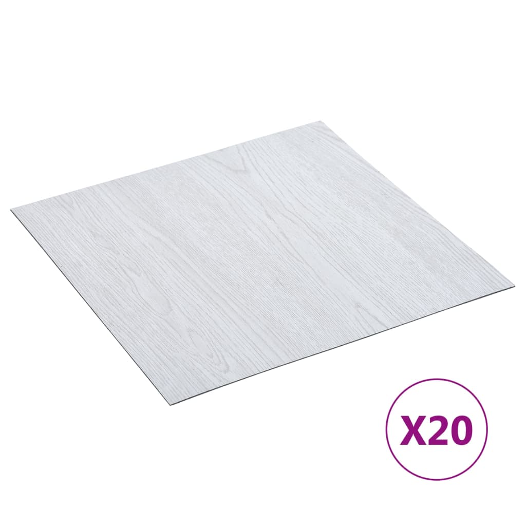 vidaXL Grindų plokštės, 20vnt., baltos, 1,86m², PVC, prilimpančios