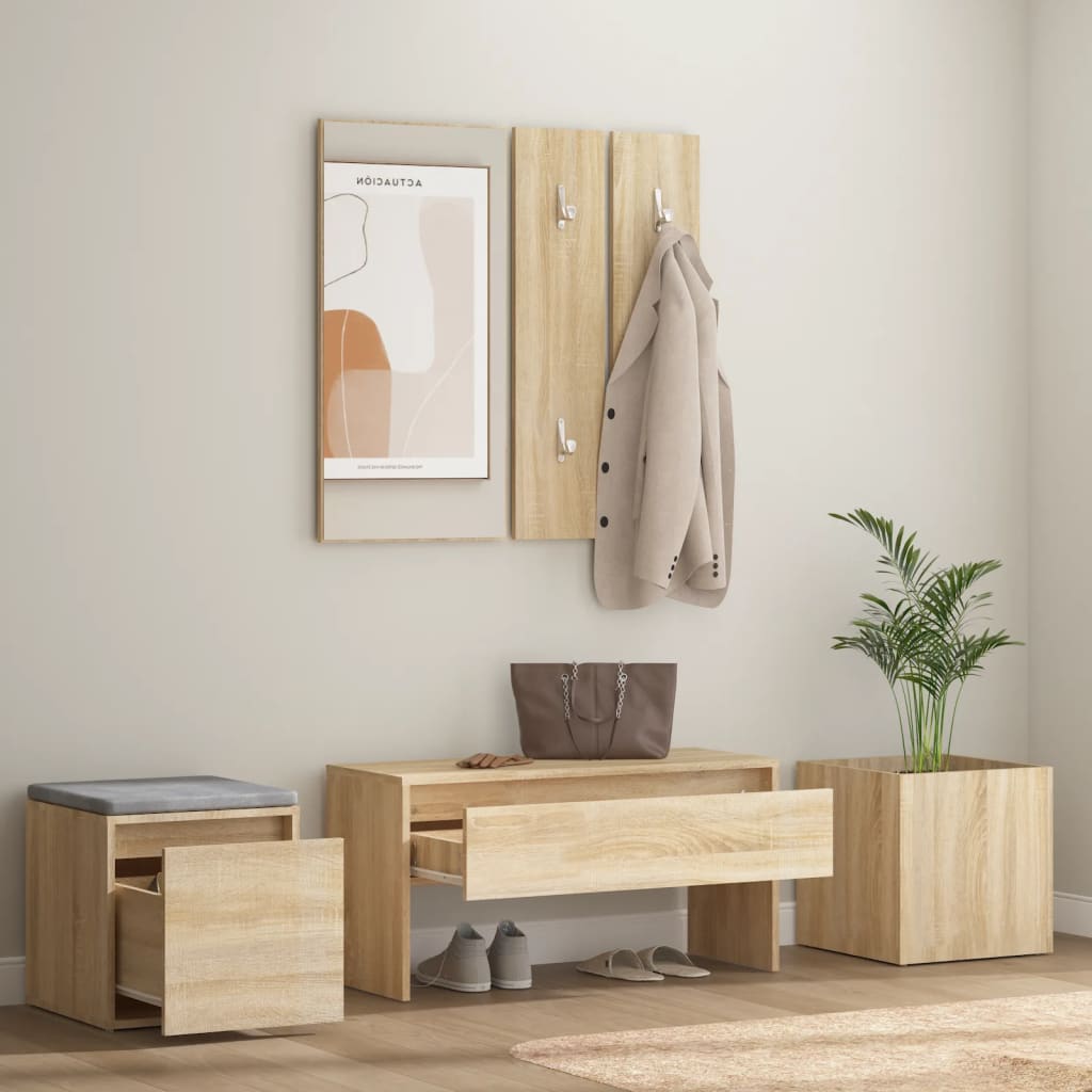 vidaXL Koridoriaus baldų komplektas, ąžuolo spalvos, apdirbta mediena