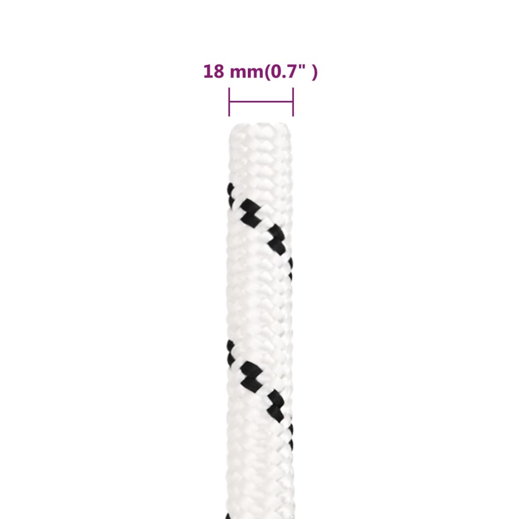 vidaXL Darbo virvė, baltos spalvos, 18mm, 100m, poliesteris