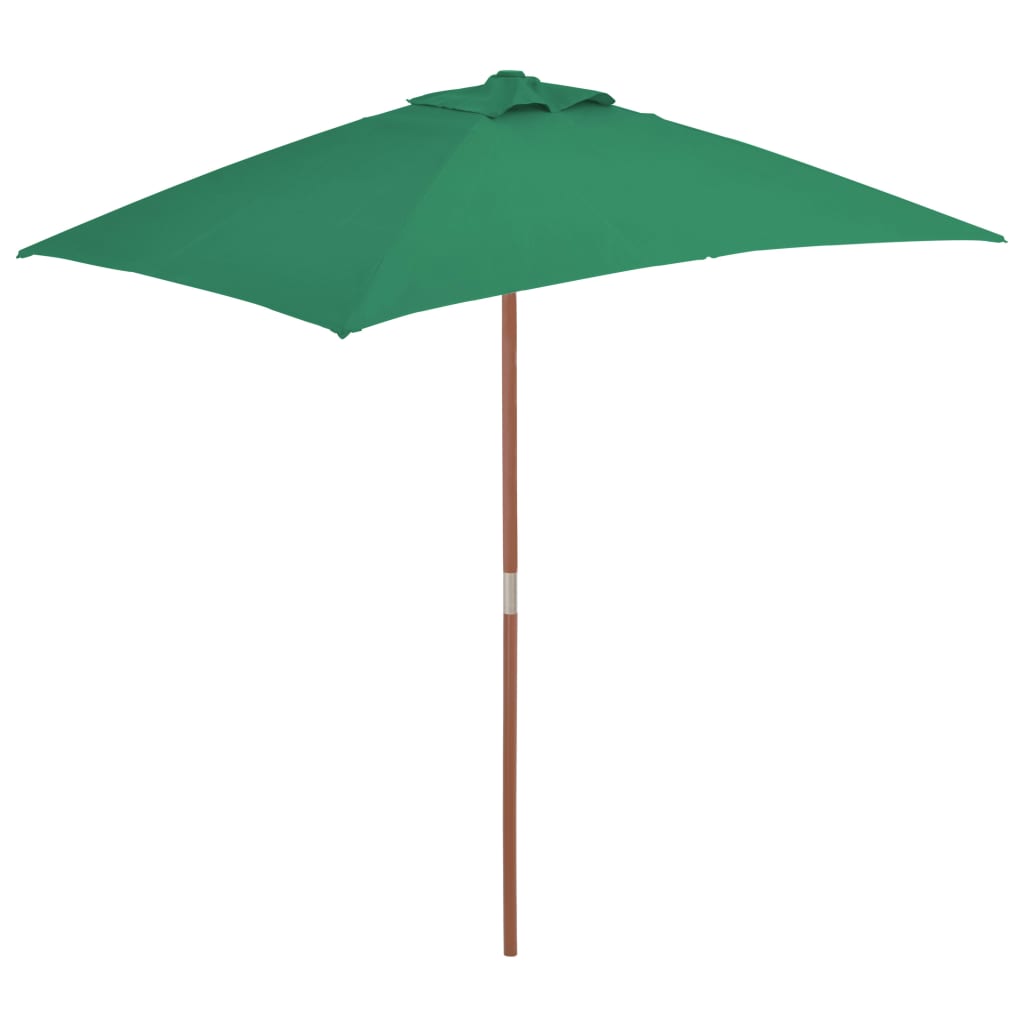 vidaXL Lauko skėtis su mediniu stulpu, 150x200cm, žalias
