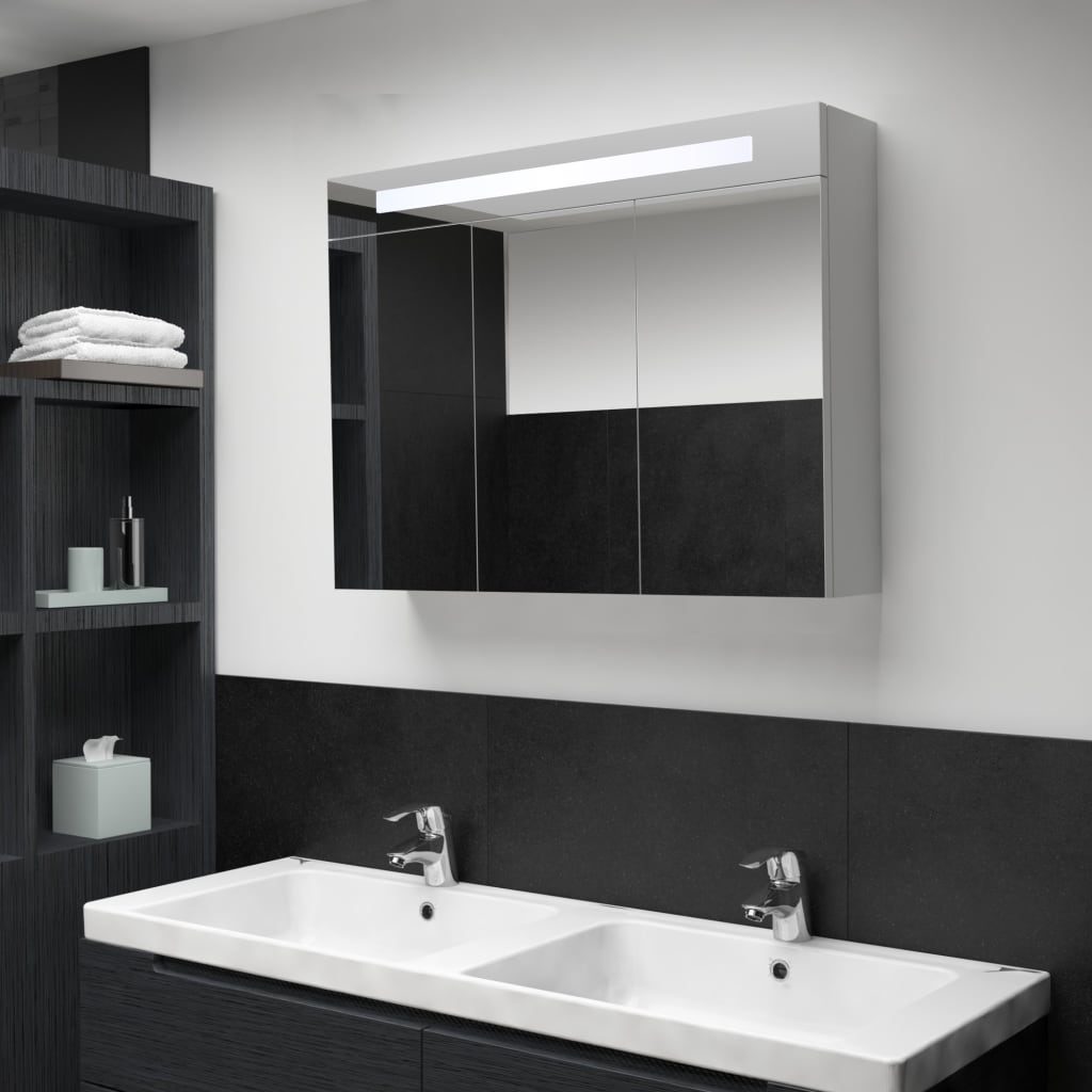 vidaXL Veidrodinė vonios spintelė su LED apšvietimu, 88x13x62cm