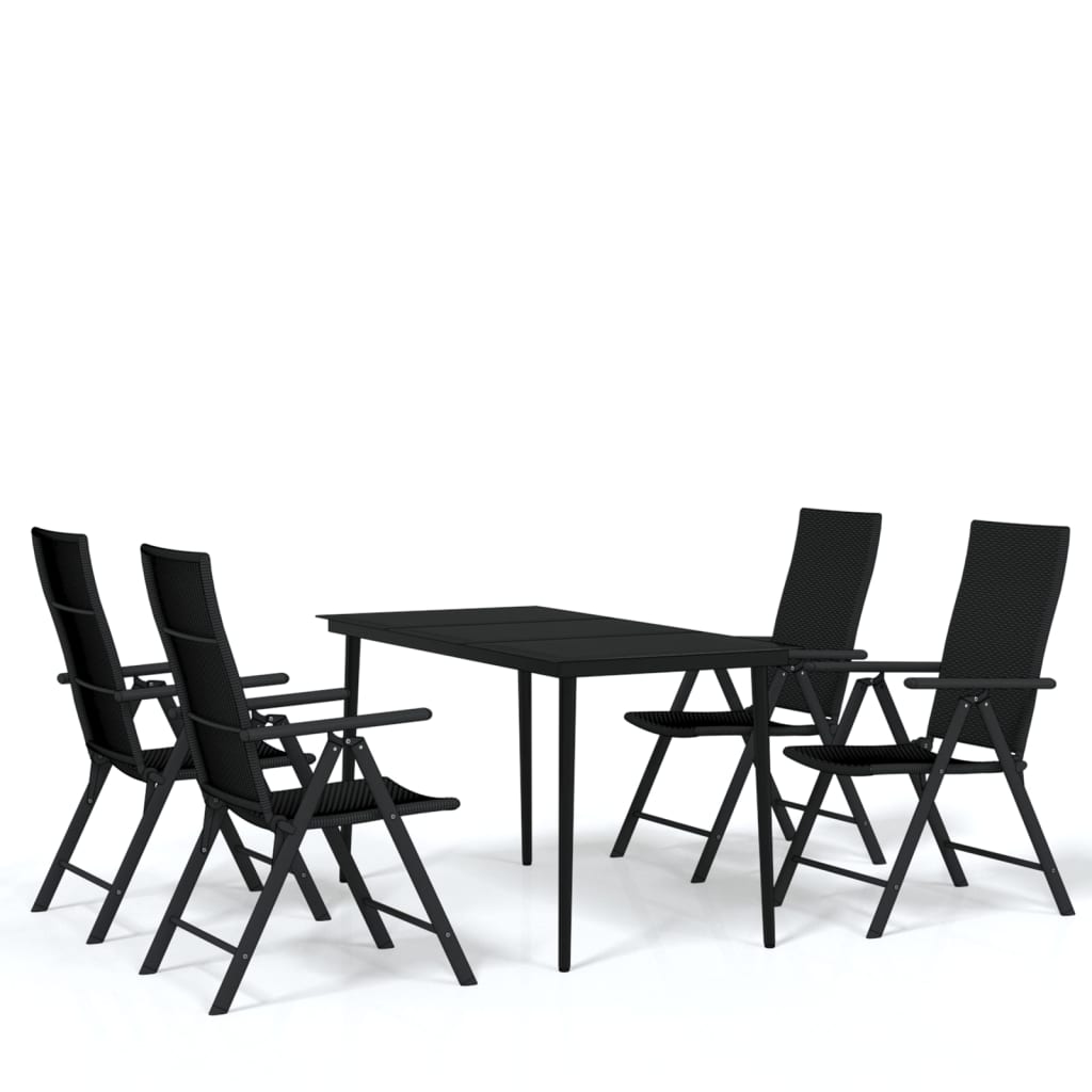 vidaXL Sodo valgomojo baldų komplektas, 5 dalių, juodos spalvos