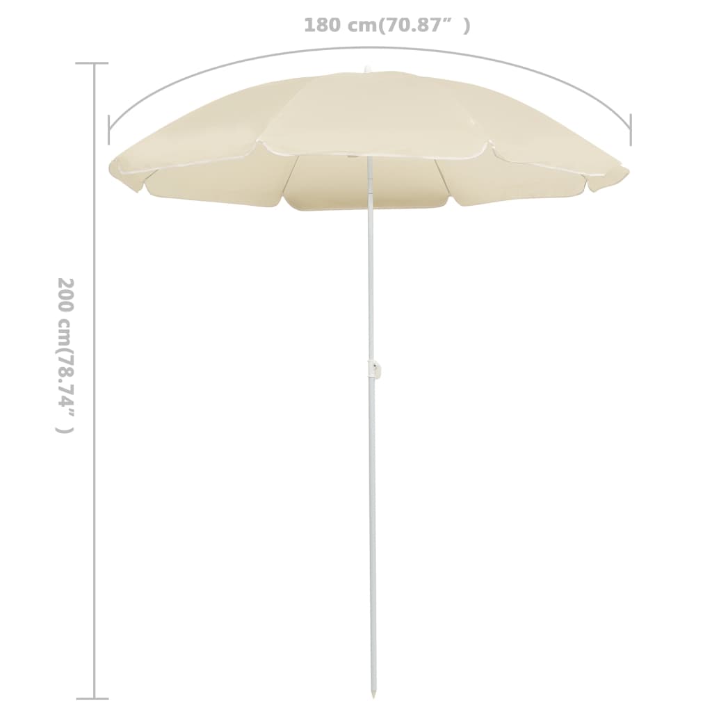 vidaXL Lauko skėtis su plieniniu stulpu, smėlio spalvos, 180cm