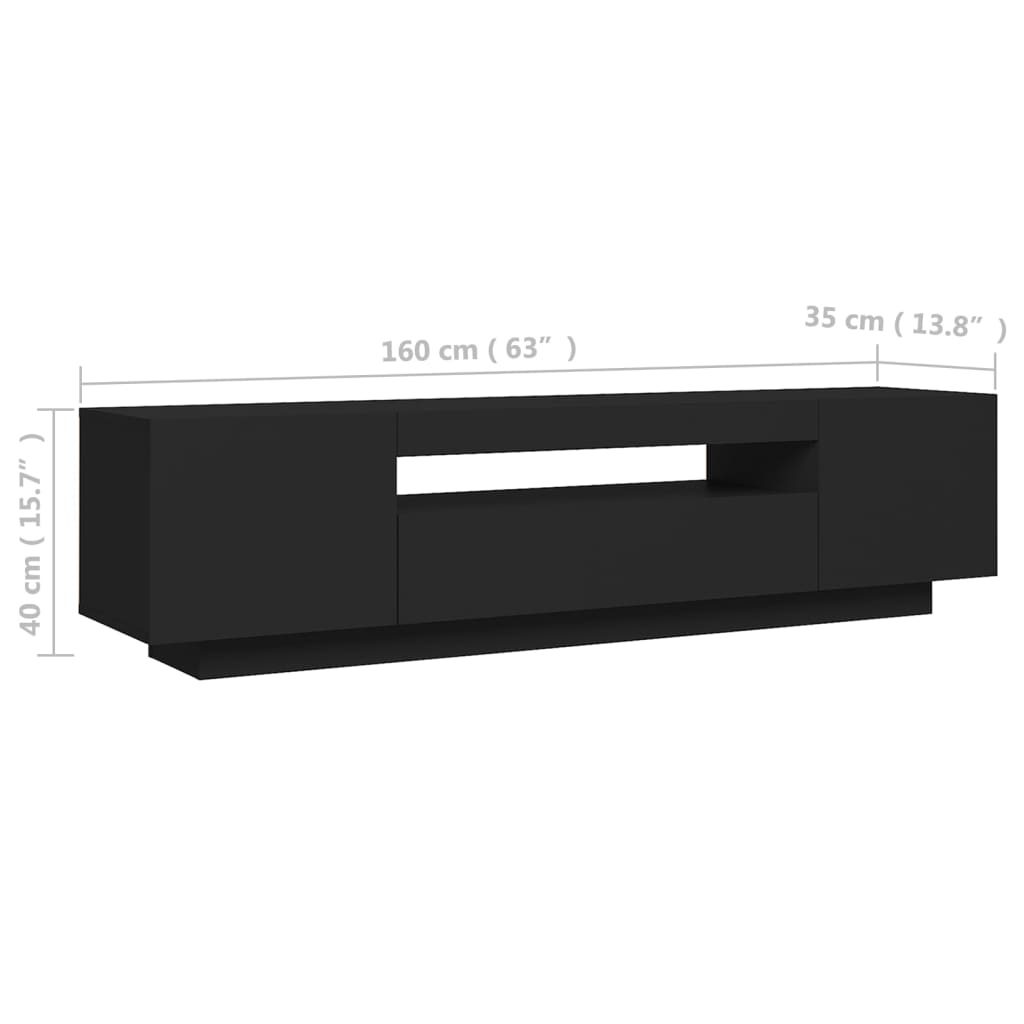 vidaXL Televizoriaus spintelė su LED apšvietimu, juoda, 160x35x40cm