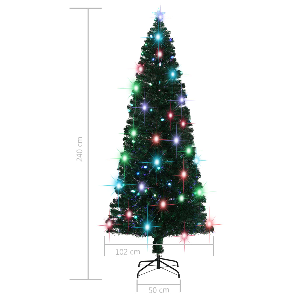 vidaXL Šviečianti Kalėdų eglutė su stovu, 240cm, optinis pluoštas