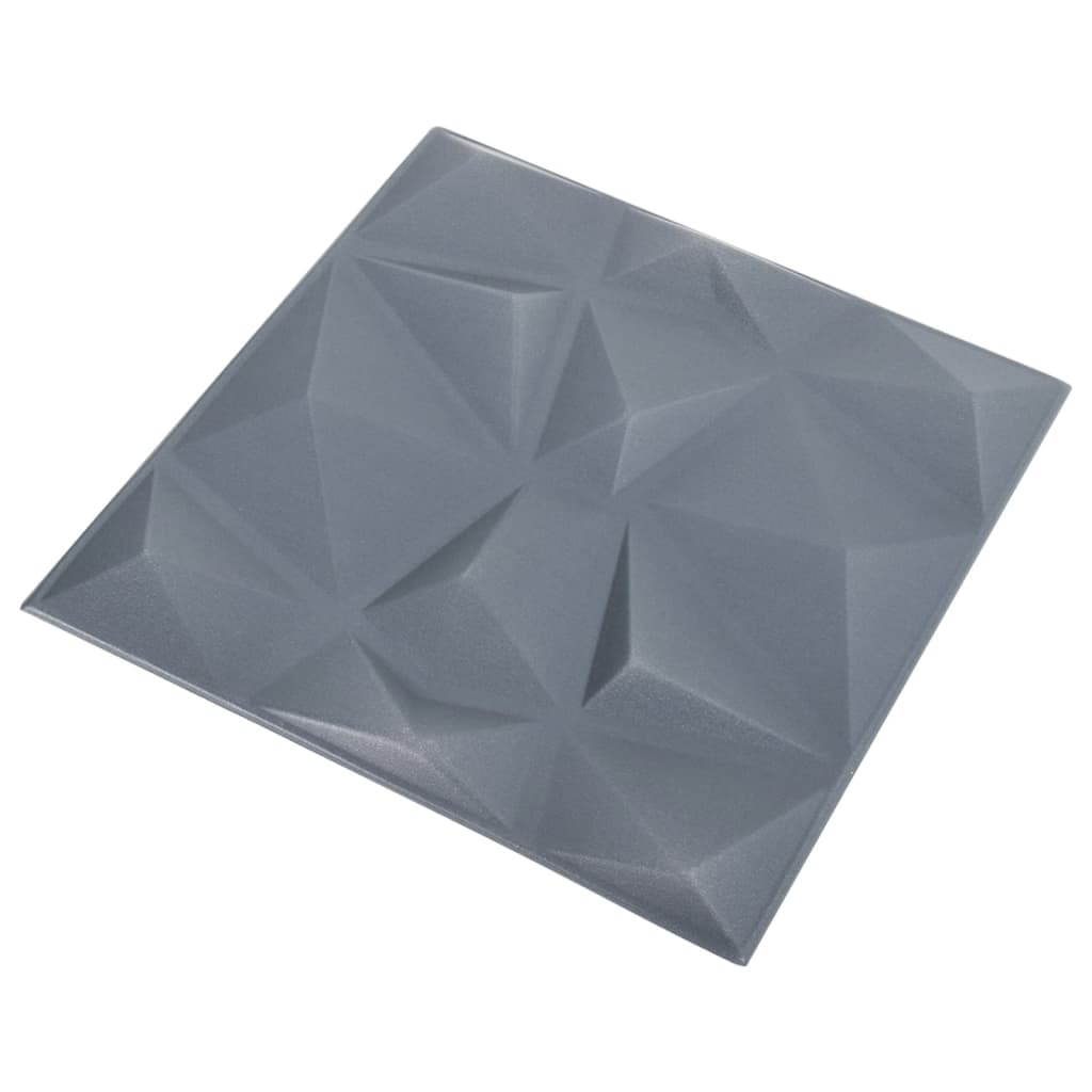 vidaXL 3D sienų plokštės, 12vnt., deimantų pilkos, 50x50cm, 3m²