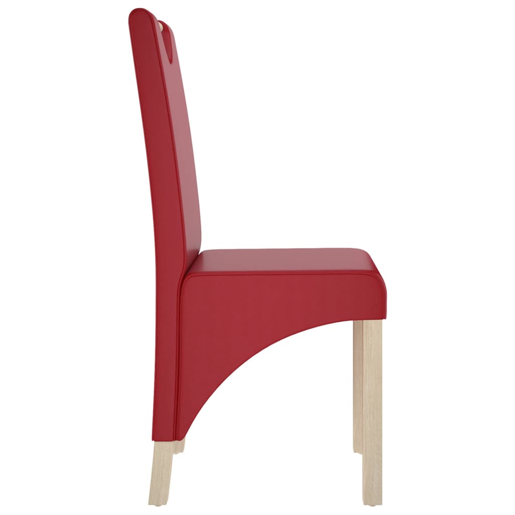 vidaXL Valgomojo kėdės, 2vnt., raudonojo vyno spalvos, dirbtinė oda