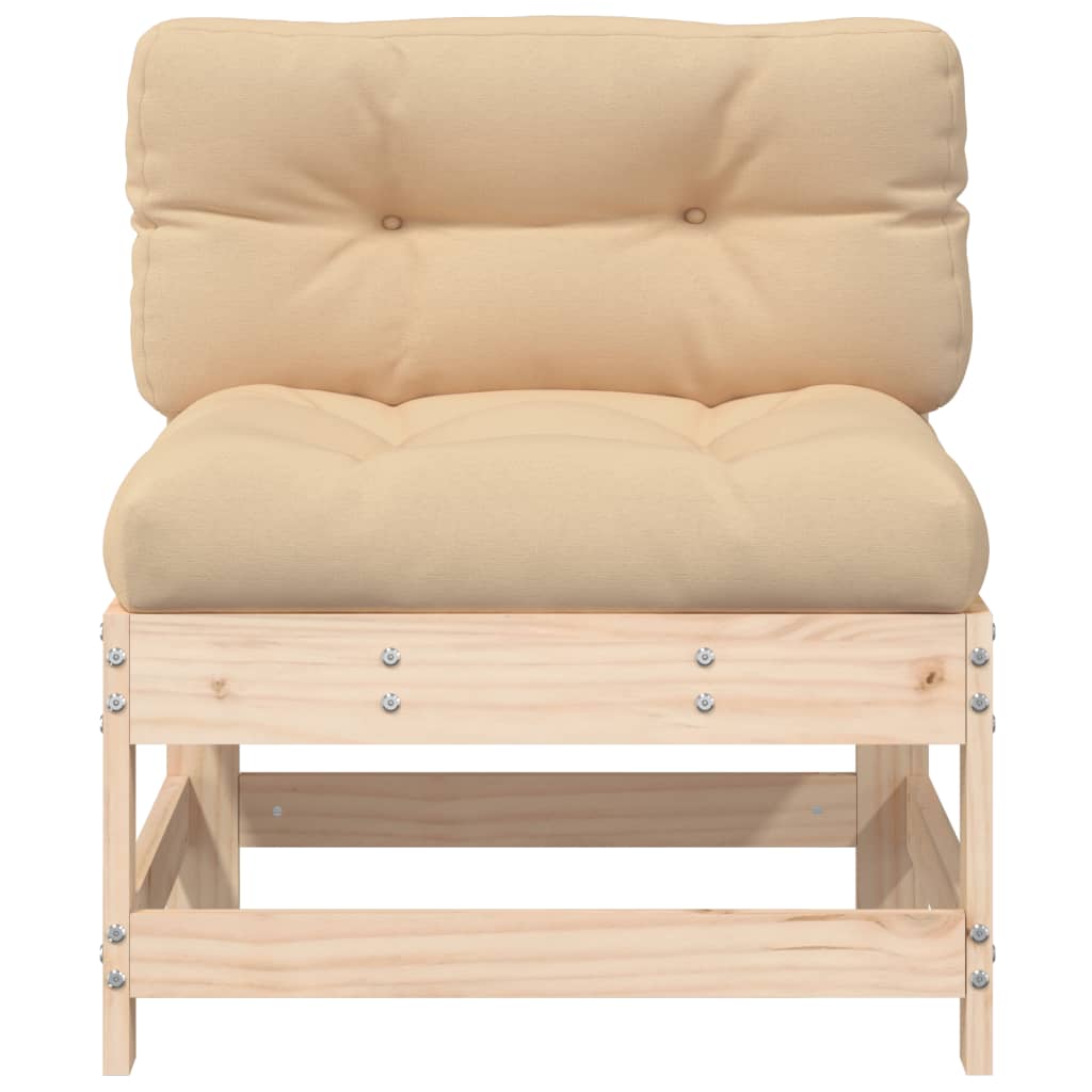 vidaXL Vidurinė sofos dalis su pagalvėlėmis, pušies medienos masyvas