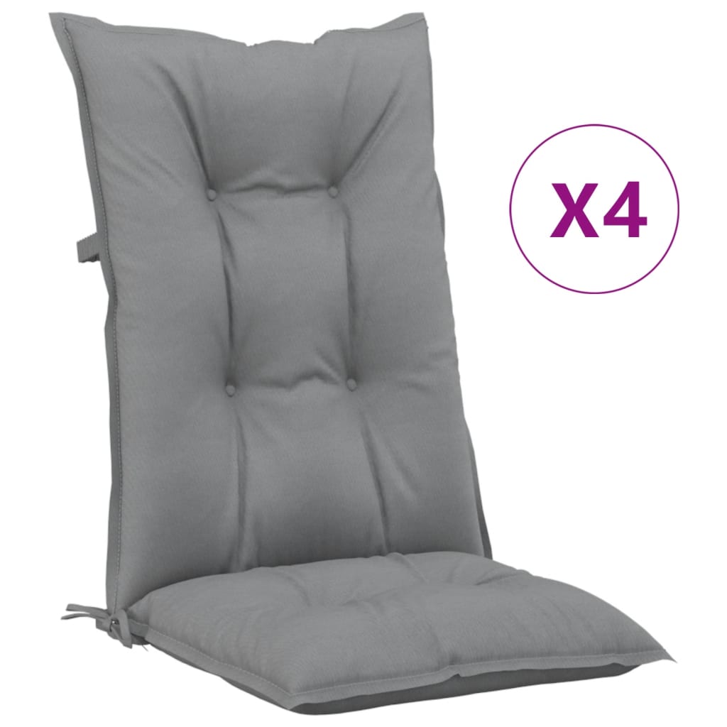 vidaXL Sodo kėdės pagalvėlės, 4vnt., pilkos, 120x50x7cm, audinys
