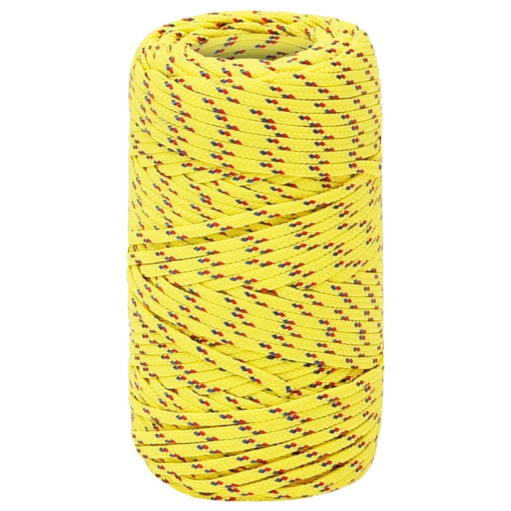 vidaXL Valties virvė, geltonos spalvos, 2mm, 50m, polipropilenas