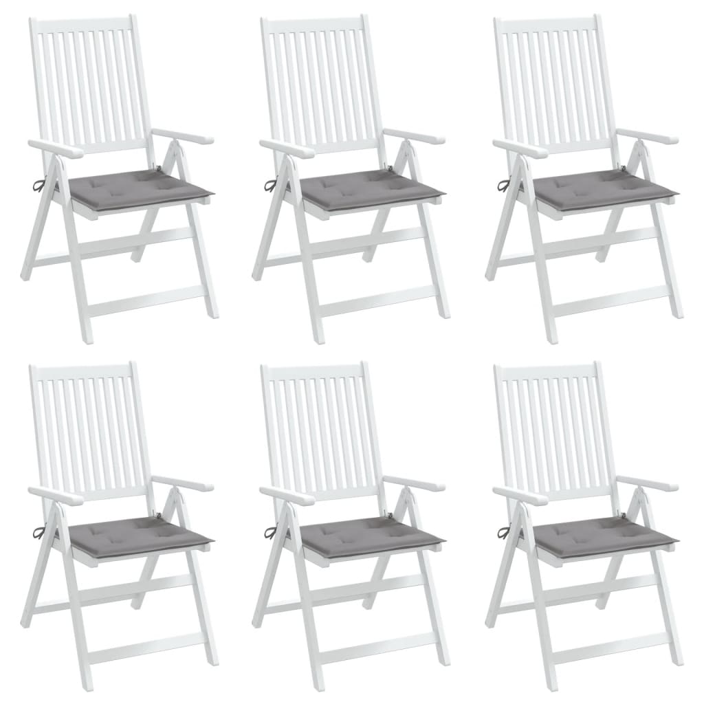 vidaXL Sodo kėdės pagalvėlės, 6vnt., pilkos, 40x40x3cm, audinys