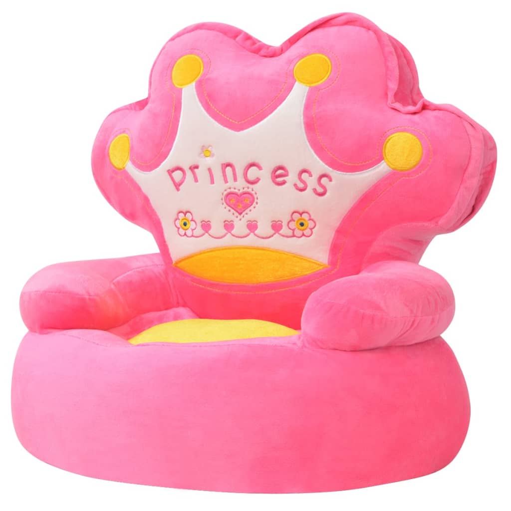 vidaXL Pliušinė vaikiška kėdė Princess, rožinė