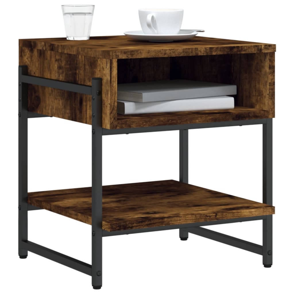 vidaXL Kavos staliukas, dūminio ąžuolo, 40x40x45cm, apdirbta mediena