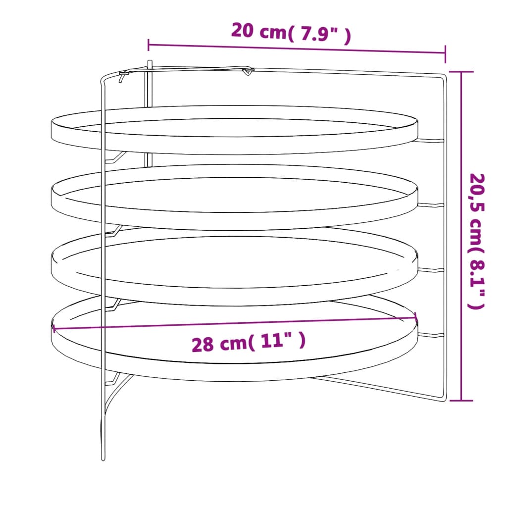 vidaXL Picos keptuvės su stovu, 4vnt., 28cm skersmens, plienas