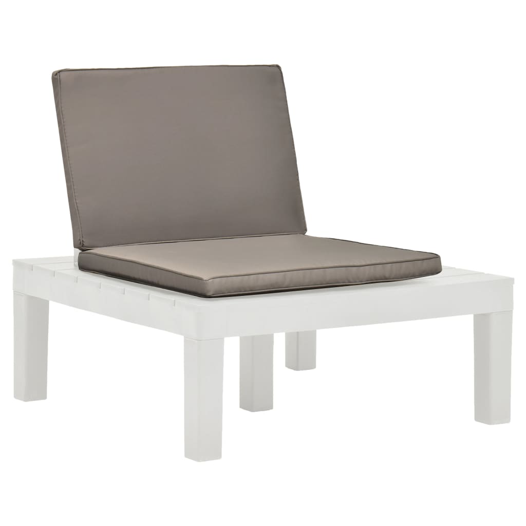 vidaXL Sodo poilsio kėdė su pagalvėle, baltos spalvos, plastikas
