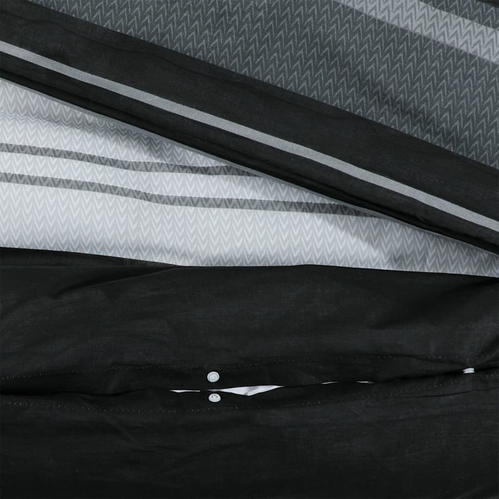 vidaXL Patalynės komplektas, juoda ir balta, 200x220cm, medvilnė