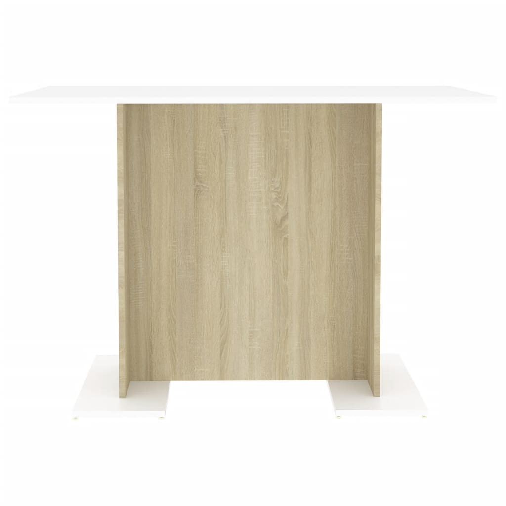 vidaXL Valgomojo stalas, baltos ir sonoma ąžuolo sp., 110x60x75cm, MDP