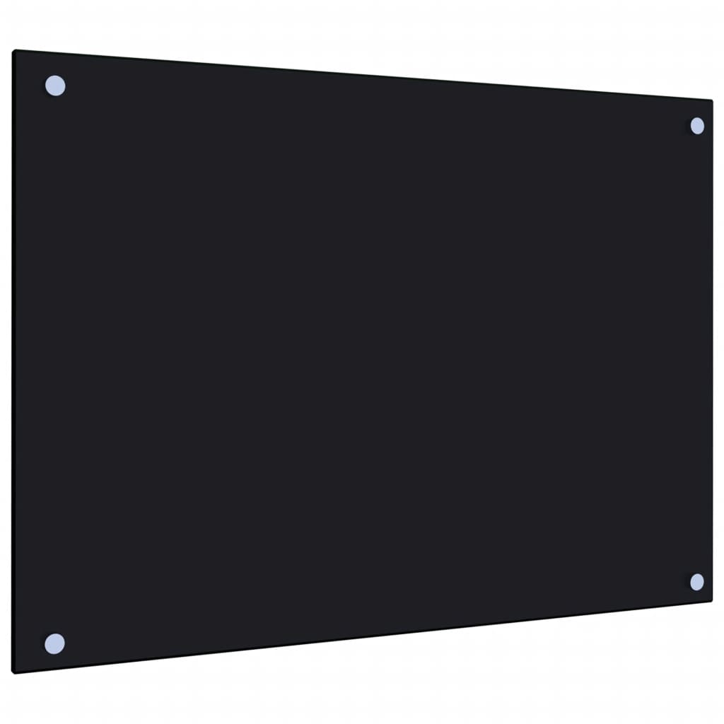 vidaXL Virtuvės sienelė, juodos spalvos, 70x50cm, grūdintas stiklas