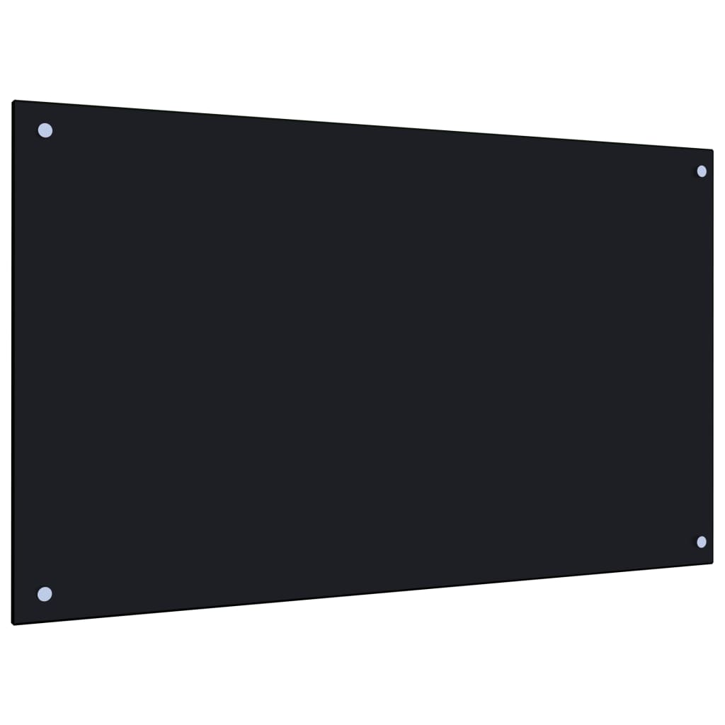 vidaXL Virtuvės sienelė, juodos spalvos, 100x60cm, grūdintas stiklas