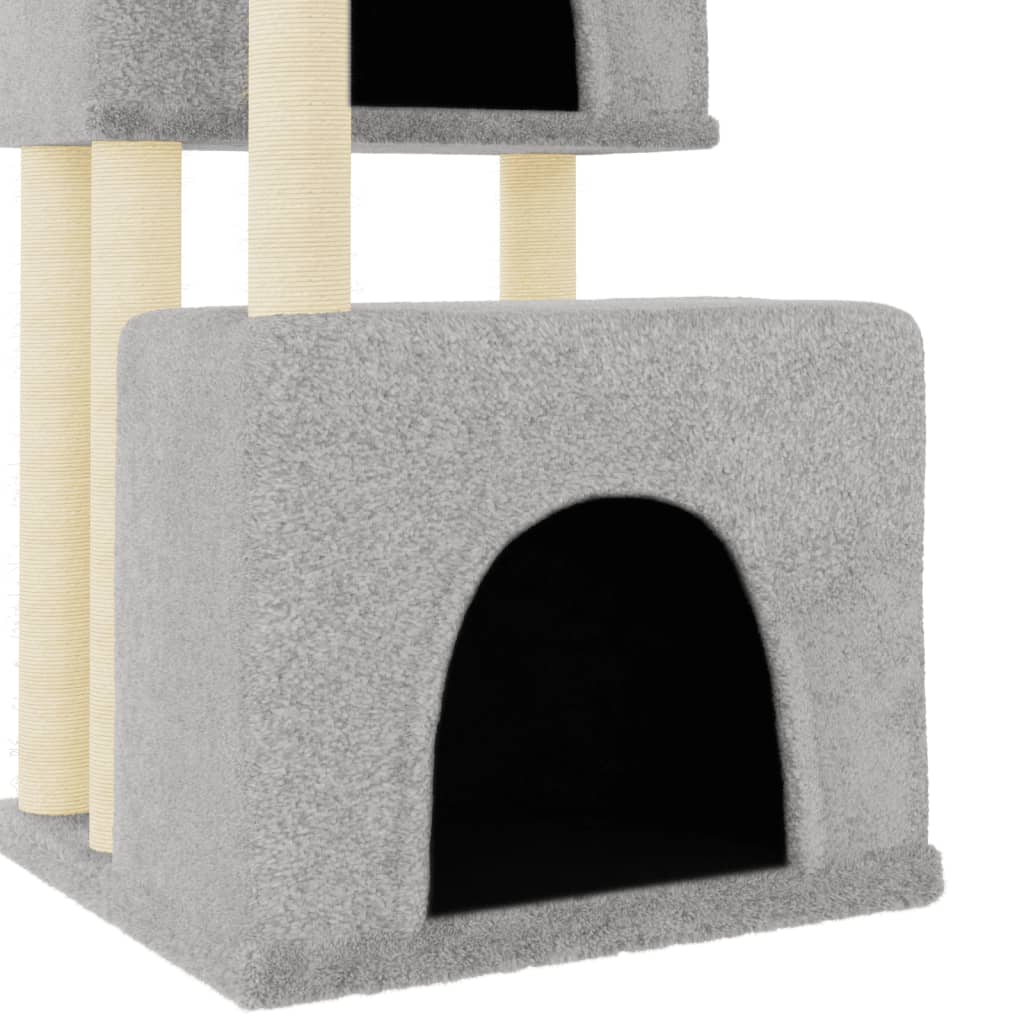 vidaXL Draskyklė katėms su stovais iš sizalio, šviesiai pilka, 122cm