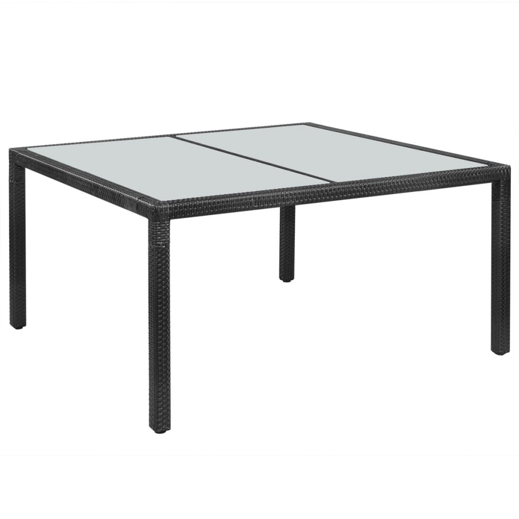 vidaXL Sodo stalas, juodas, 150x90x75, poliratanas