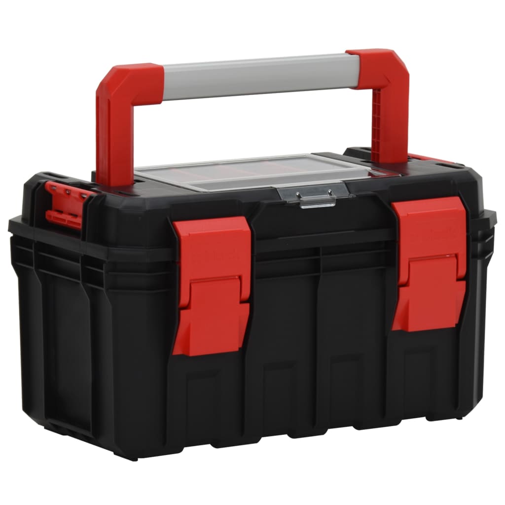 vidaXL Įrankių dėžė, juodos ir raudonos spalvos, 45x28x26,5cm