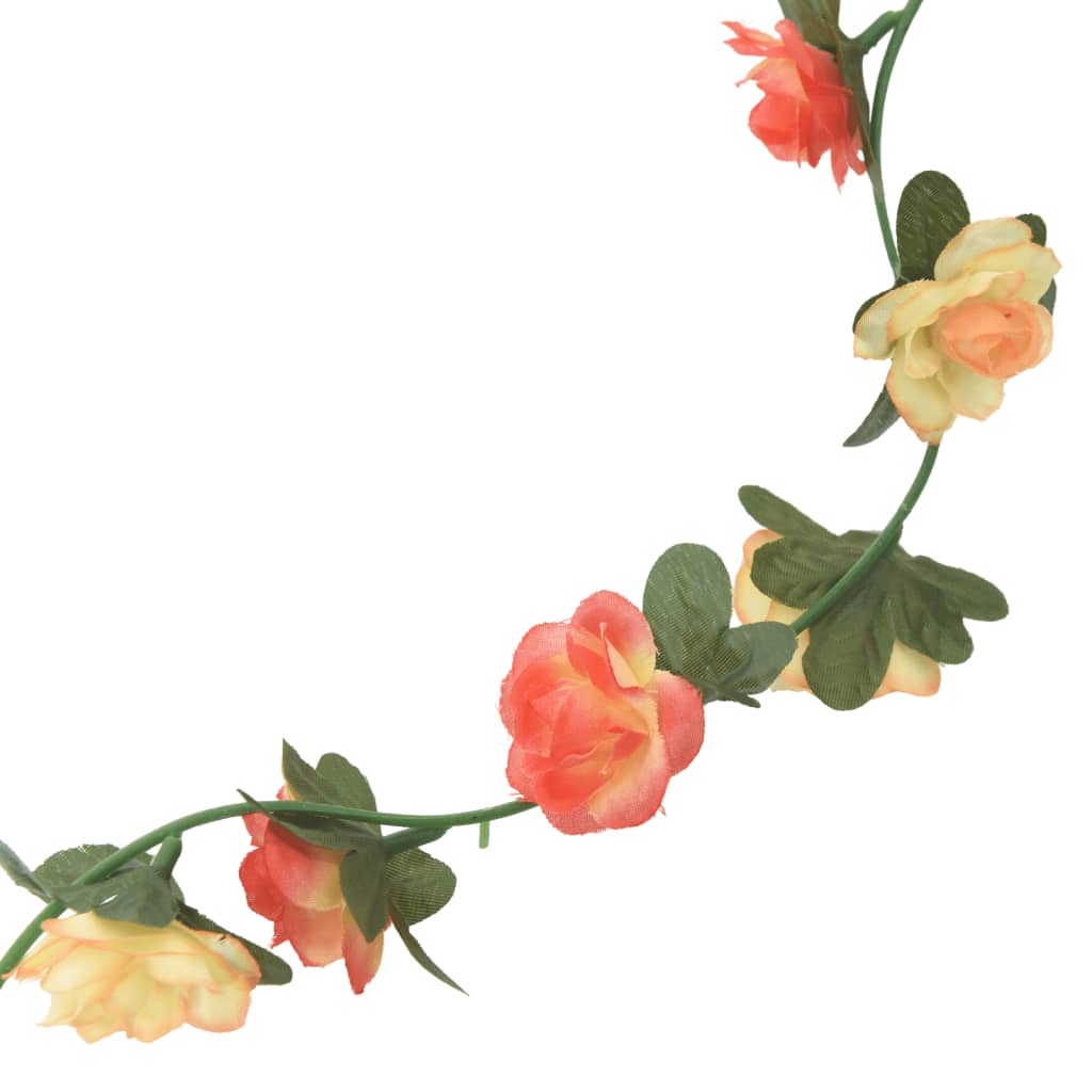 vidaXL Dirbtinių gėlių girliandos, 6vnt., rožių/šampano spalvos, 240cm