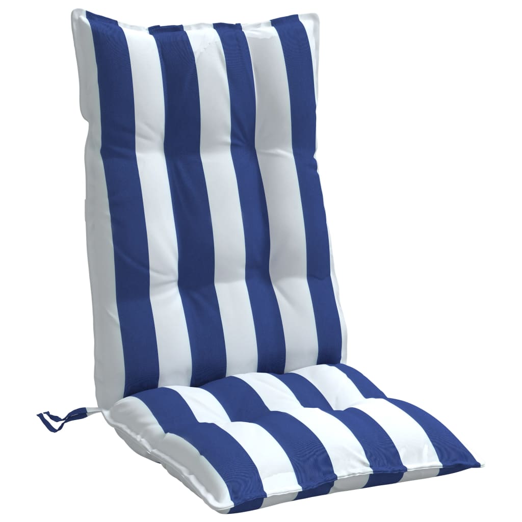 vidaXL Kėdės pagalvėlės, 4vnt., mėlynos/baltos, audinys, dryžuotos
