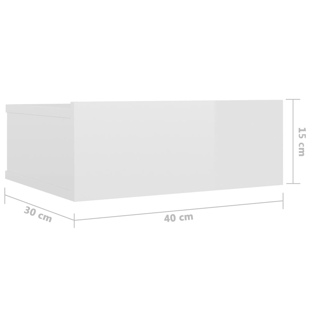 vidaXL Pakab. naktinis staliukas, baltos sp., 40x30x15cm, MDP, blizgus