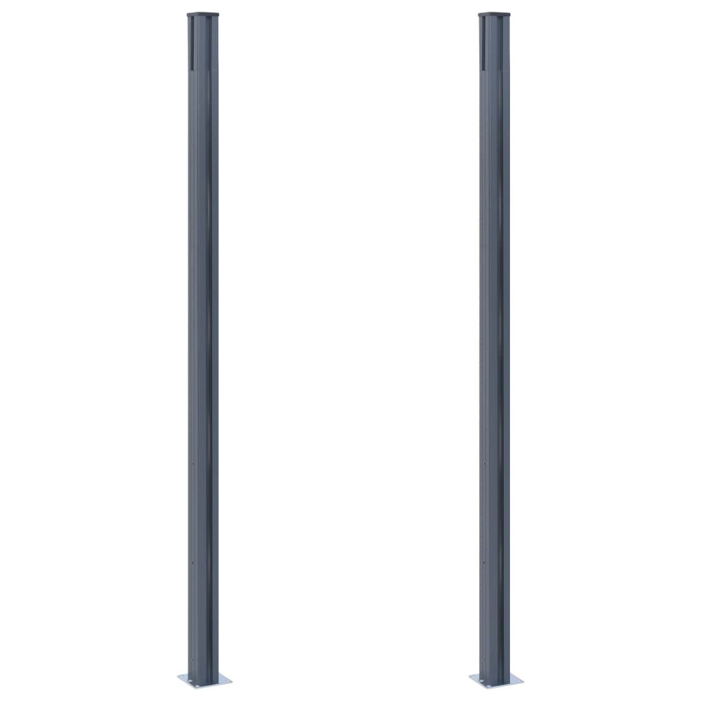 vidaXL Tvoros stulpai, 2vnt., tamsiai pilki, 185cm, aliuminis
