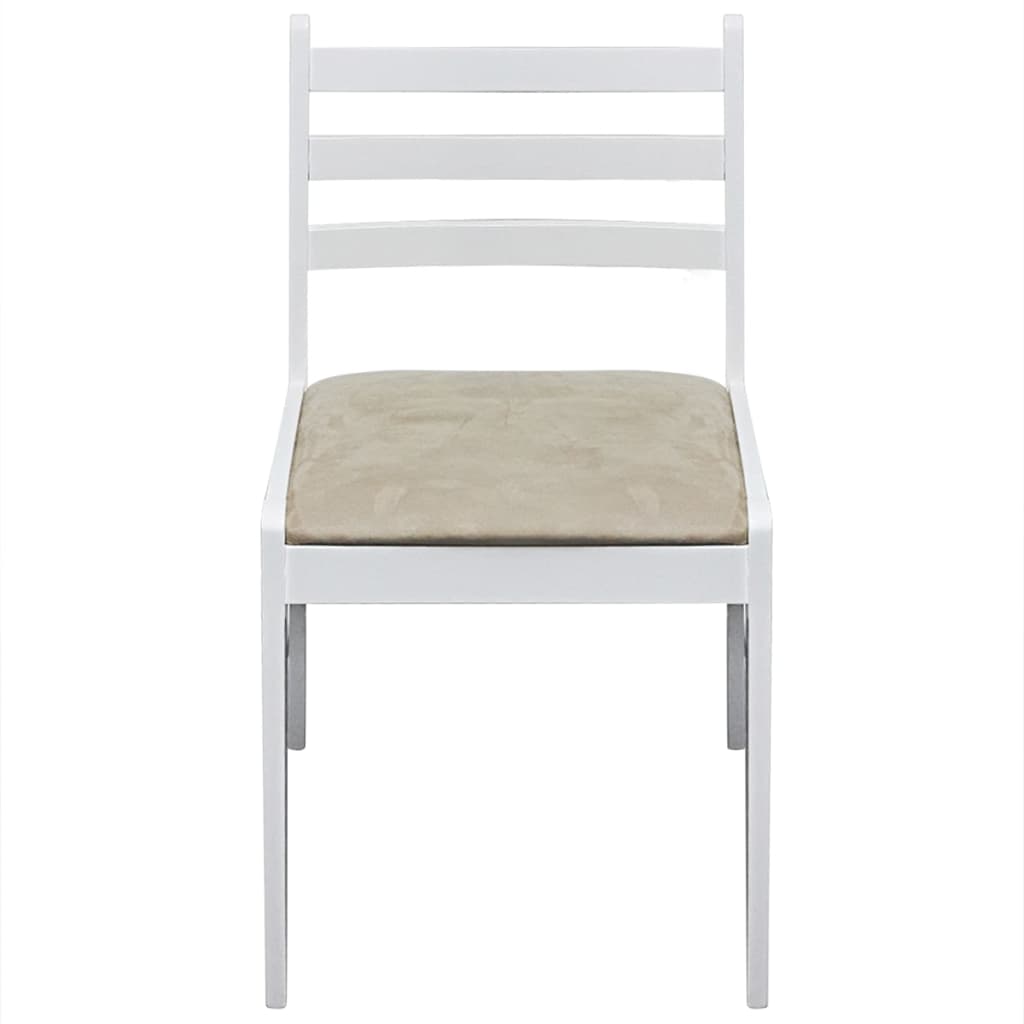 vidaXL Valgomojo kėdės, 2vnt., baltos, bukmedžio masyvas ir aksomas