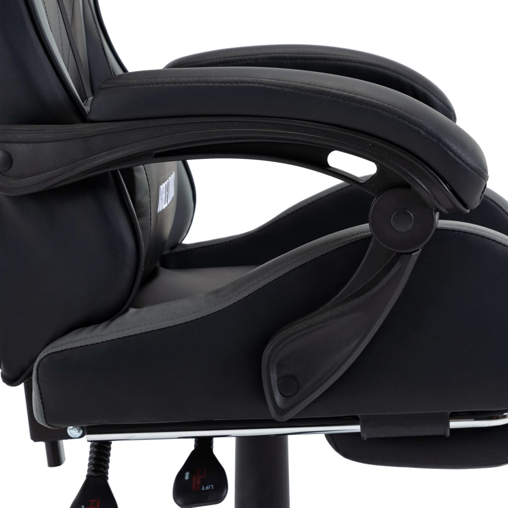 vidaXL Žaidimų kėdė su pakoja, pilka ir juoda, dirbtinė oda