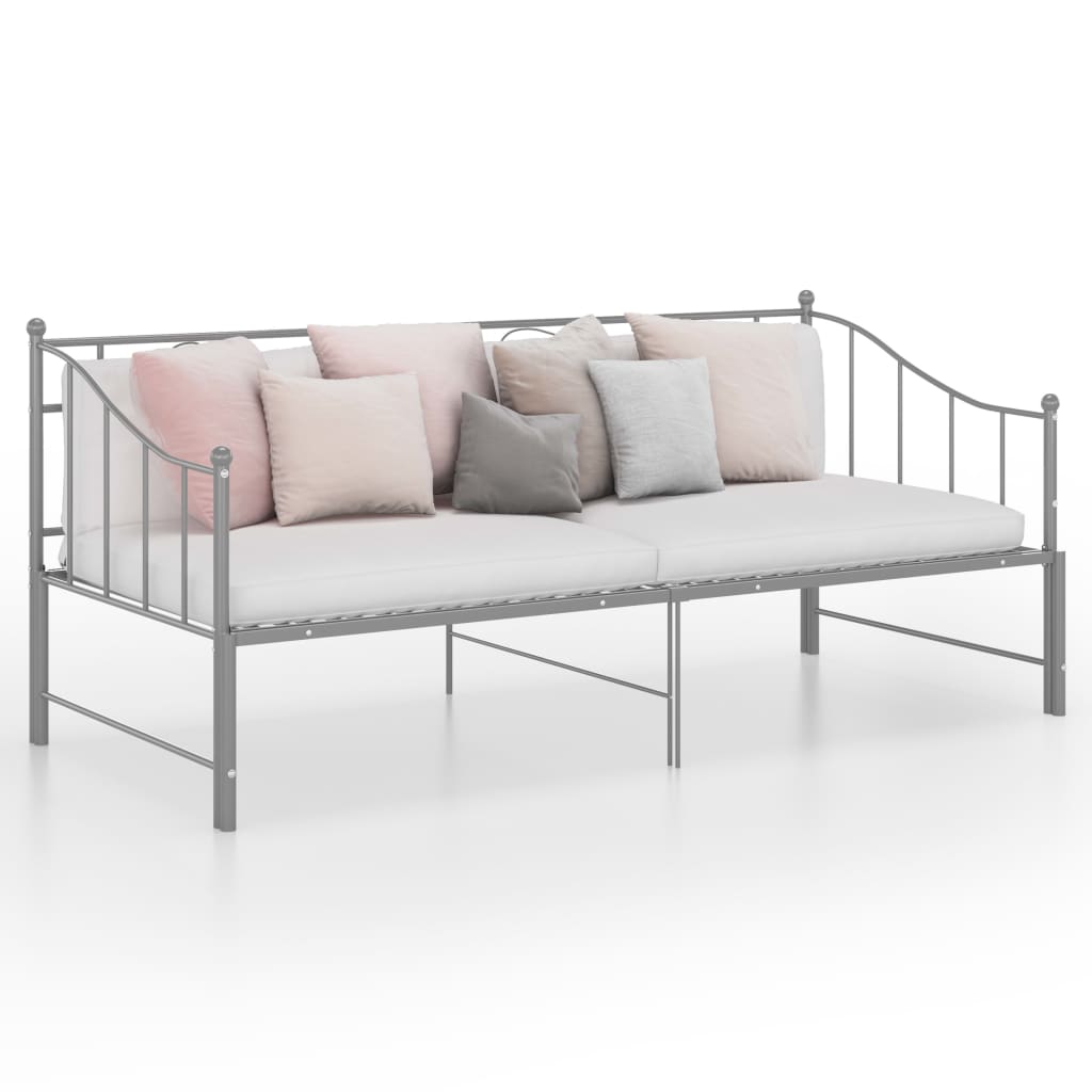 vidaXL Ištraukiamos sofos-lovos rėmas, pilkas, 90x200cm, metalas