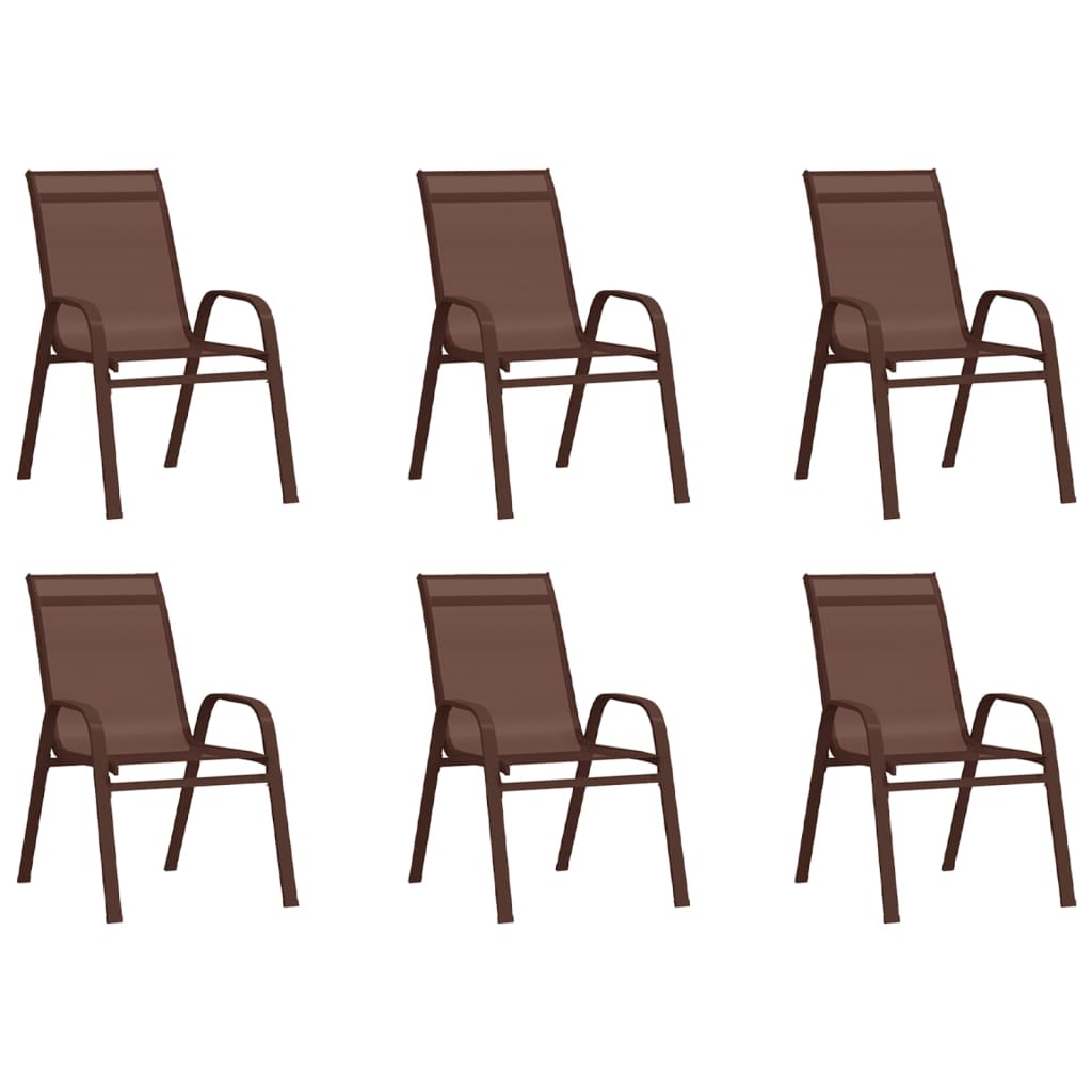 vidaXL Sudedamos sodo kėdės, 6vnt., rudos, tekstileno audinys