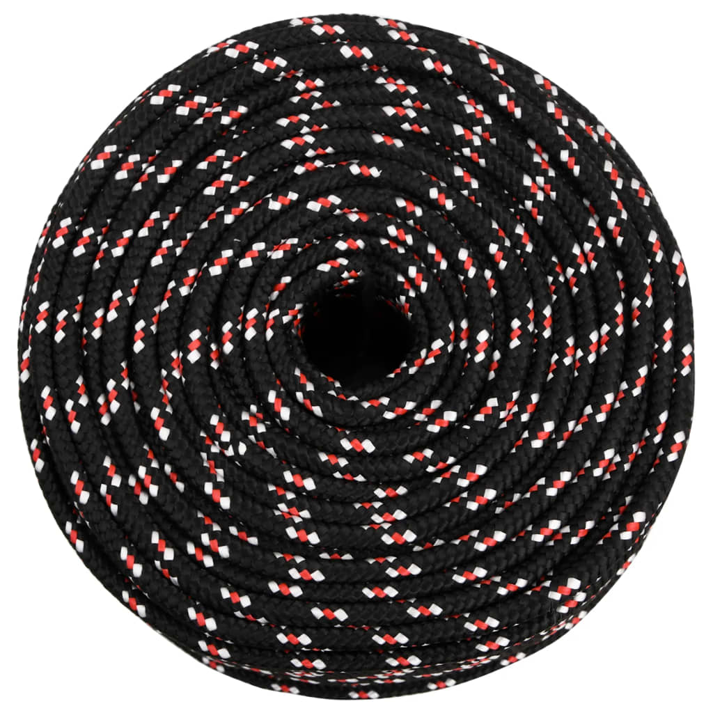 vidaXL Valties virvė, juodos spalvos, 10mm, 100m, polipropilenas