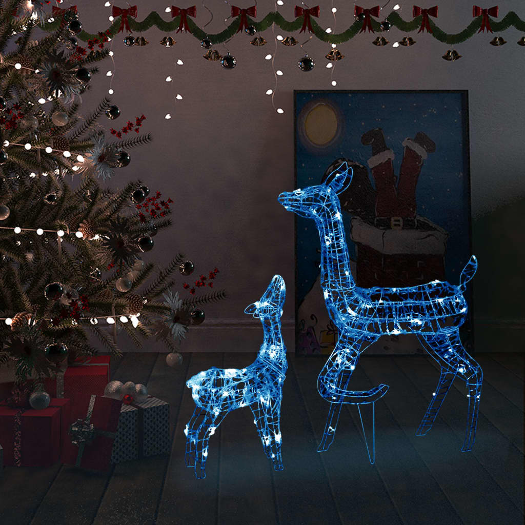 vidaXL Kalėdinė dekoracija elnių šeima, akrilas, 160 mėlynų LED