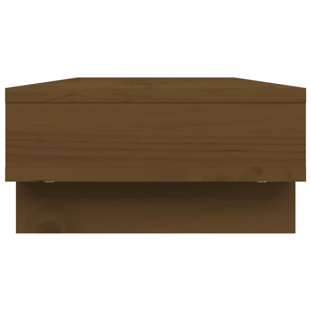 vidaXL Monitoriaus stovas, medaus rudas, 60x27x14cm, pušies masyvas