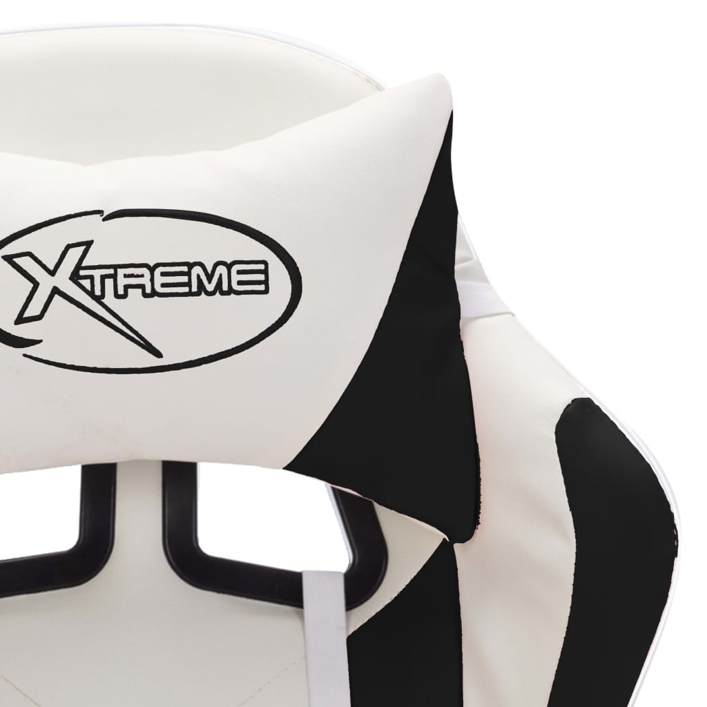 vidaXL Žaidimų kėdė su LED lemputėmis, juoda ir balta, dirbtinė oda