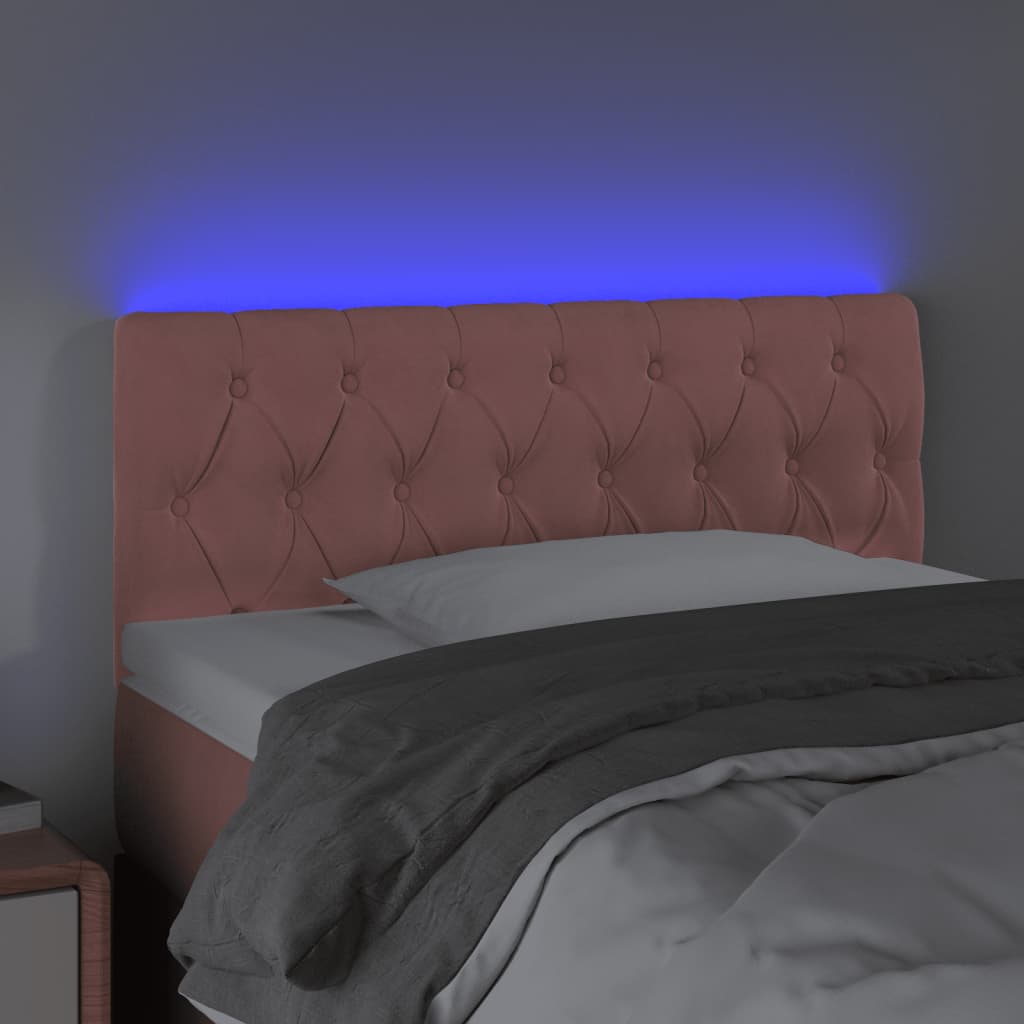 vidaXL Galvūgalis su LED, rožinės spalvos, 100x7x78/88cm, aksomas