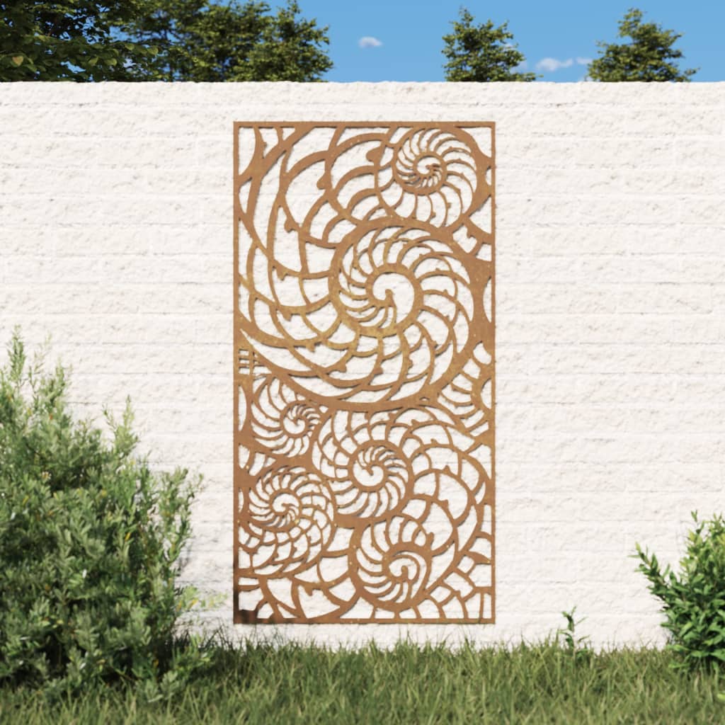 vidaXL Sodo sienos dekoracija, 105x55cm, corten plienas, kriauklės