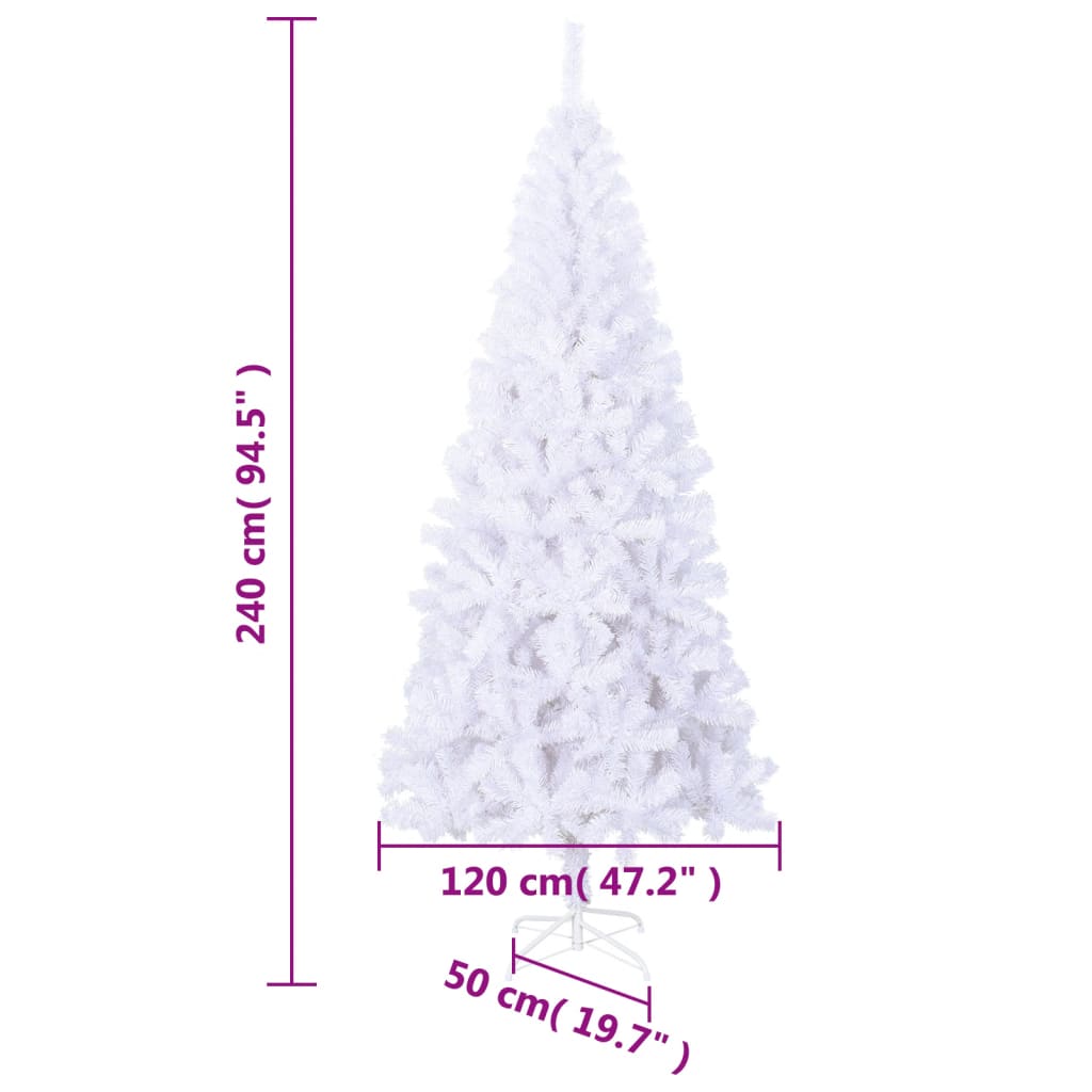 vidaXL Dirbtinė Kalėdinė eglutė, L, 240 cm, balta